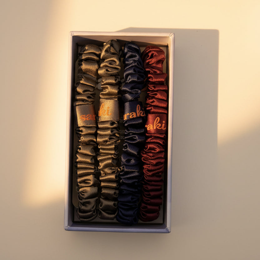 Ensemble de 4 chouchous en soie - Les foncés