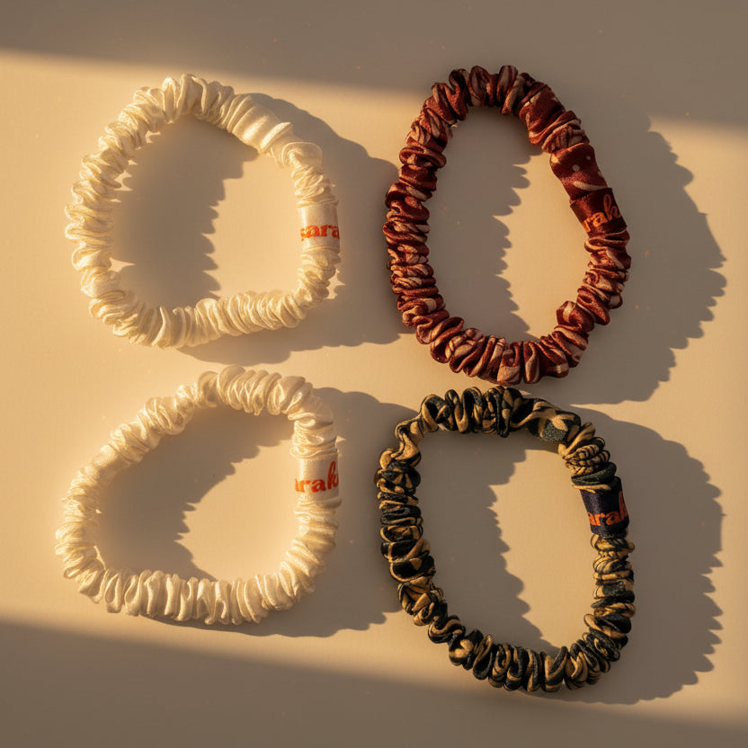 Ensemble de 4 chouchous en soie - Le feuillu