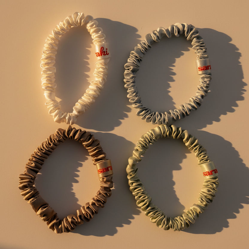 Ensemble de 4 chouchous en soie - les pâlettes