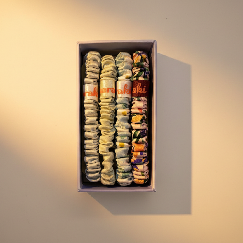 Ensemble de 4 chouchous en soie - La touche de fleur