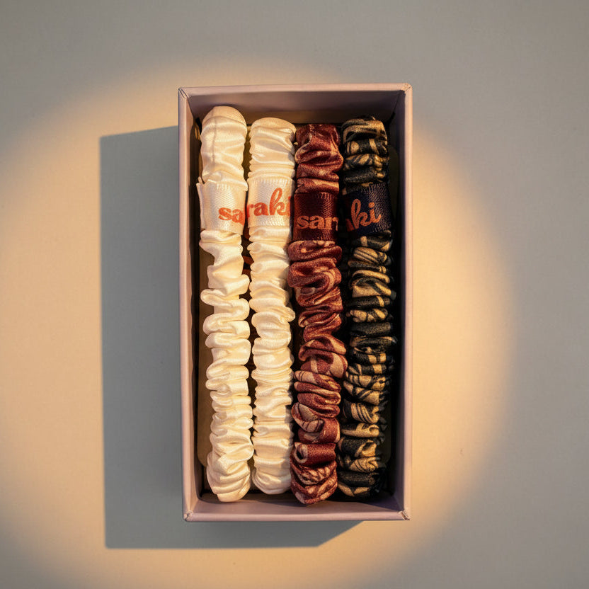 Ensemble de 4 chouchous en soie - Le feuillu