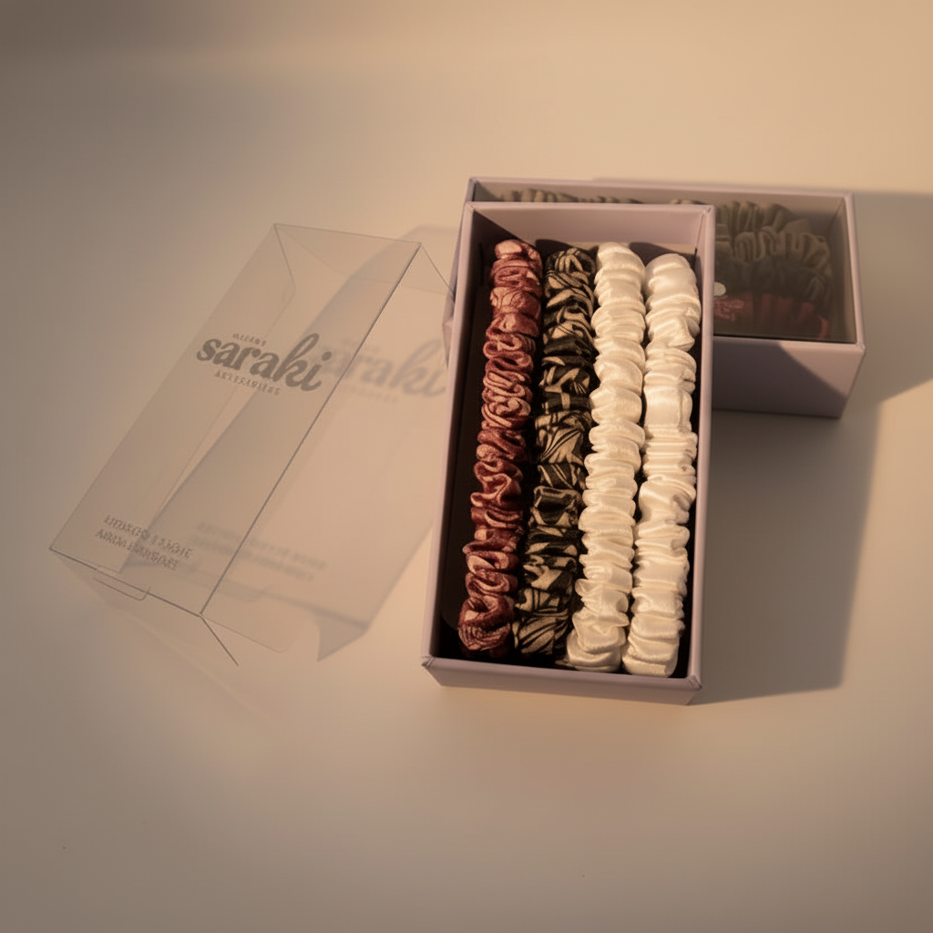 Ensemble de 4 chouchous en soie - Le feuillu