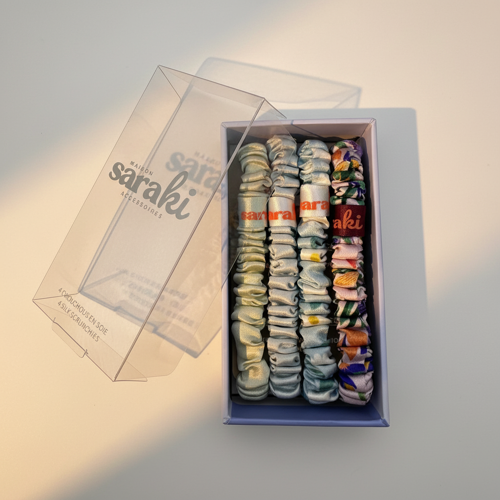 Ensemble de 4 chouchous en soie - La touche de fleur