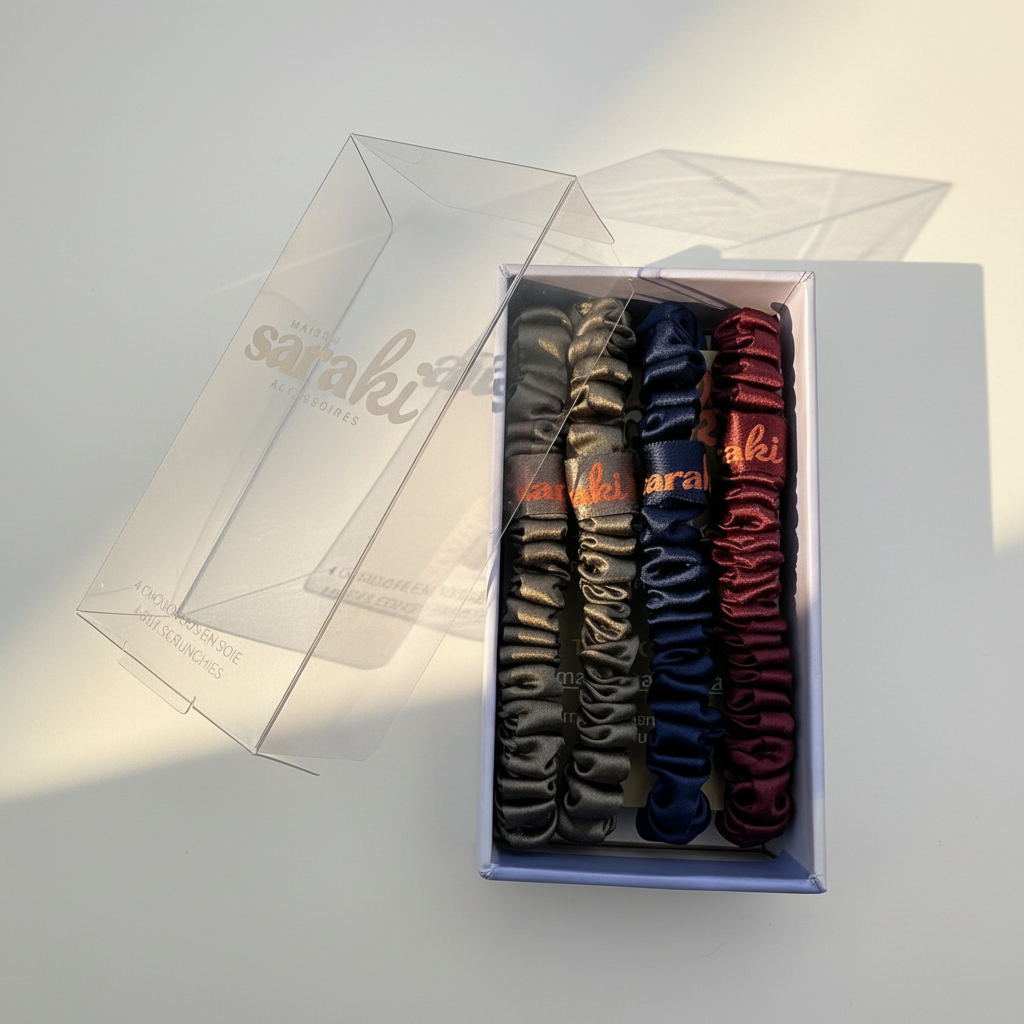 Ensemble de 4 chouchous en soie - Les foncés